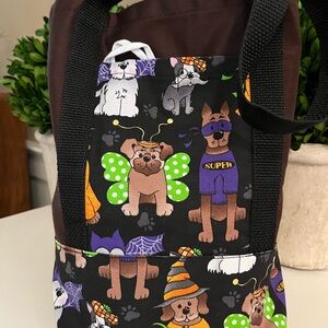 Hand Crafted Kids Bag with Dog Print - Black, Green and Purple